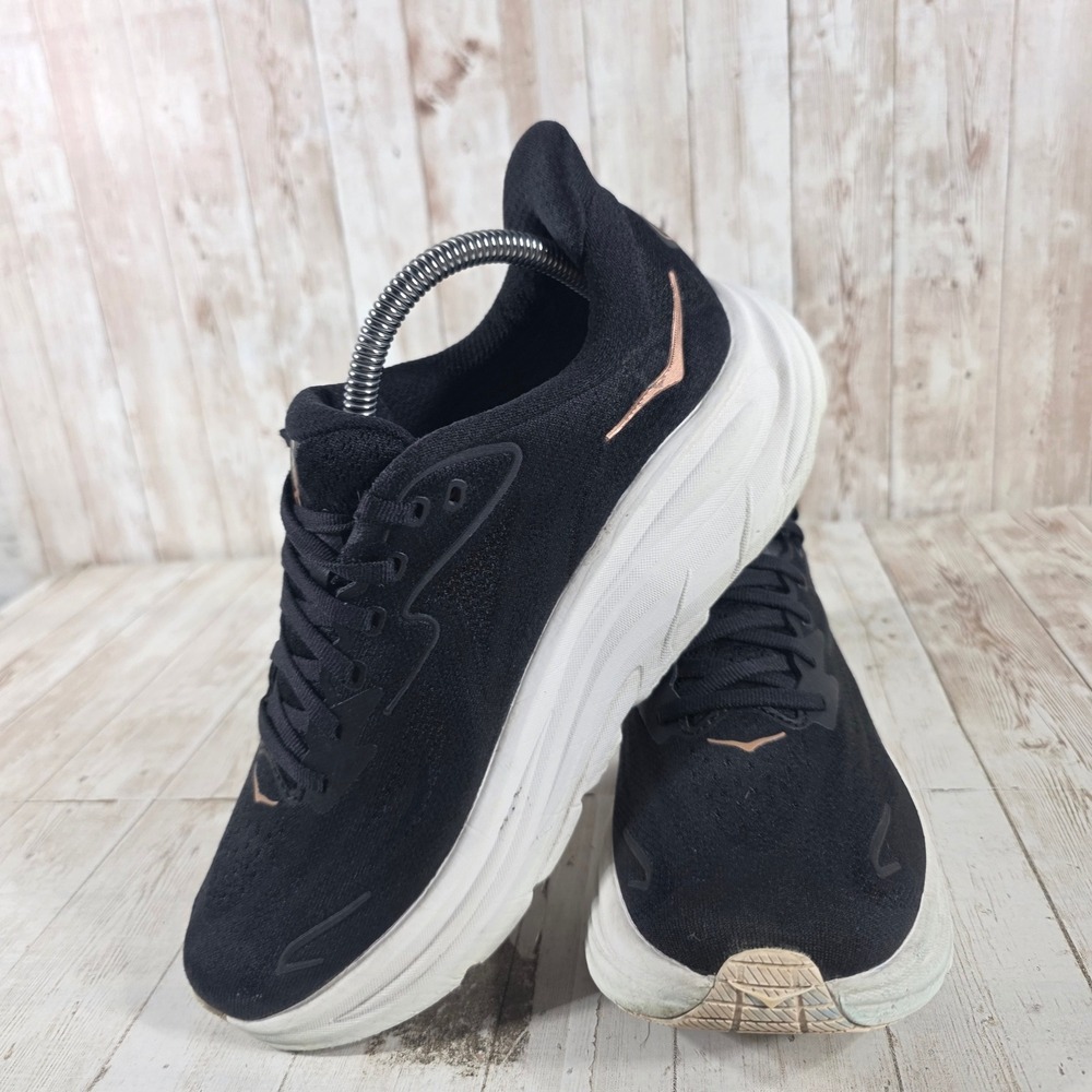 Hoka Clifton 10 Black Rose Gold Running Shoes Womens 9B 1162031-BRGL Sneaker - Picture 7 of 8